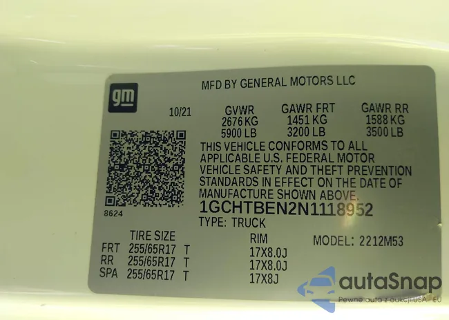 1GCHTBEN2N1118952: 42907252