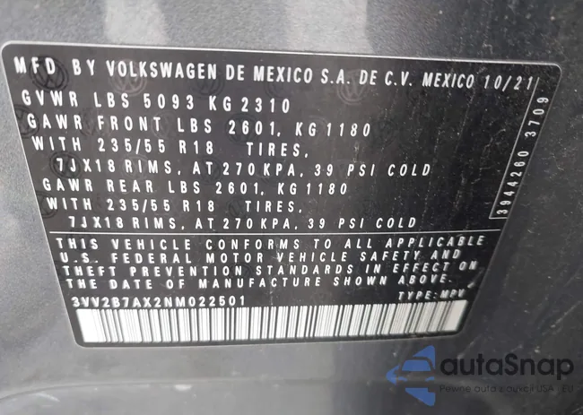 3VV2B7AX2NM022501: 42906345