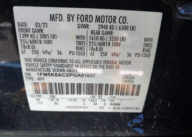 1FM5K8ACXPGA81657: 42906483