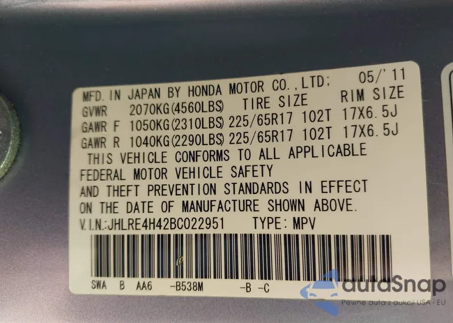 JHLRE4H42BC022951: 42906487