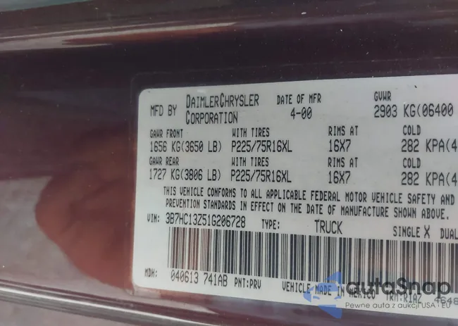 3B7HC13Z51G206728: 42906539