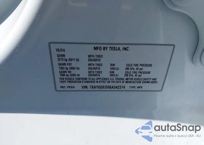 7SAYGDED9SA342374: 42906546