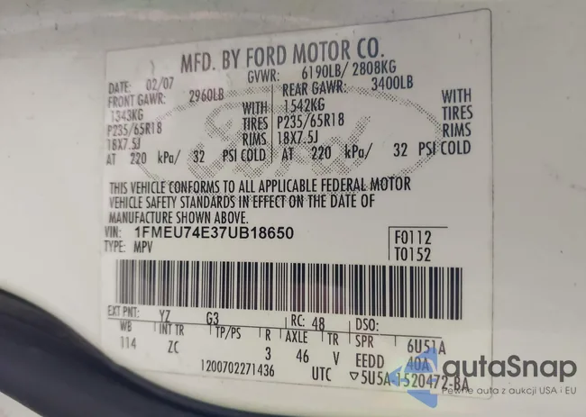 1FMEU74E37UB18650: 42906632