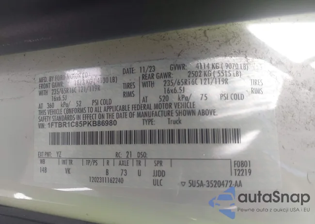 1FTBR1C85PKB86980: 42907724