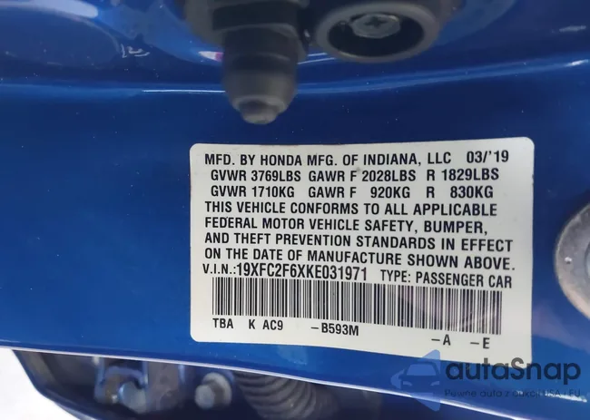19XFC2F6XKE031971: 42907731