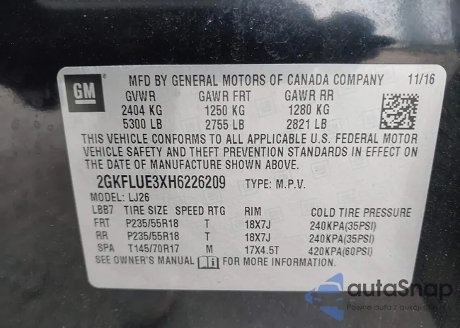 2GKFLUE3XH6226209: 42907820