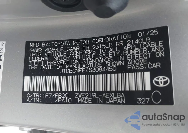 JTDBCMFE4S3084450: 42907830