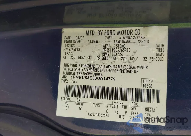 1FMEU53E58UA14779: 42907914