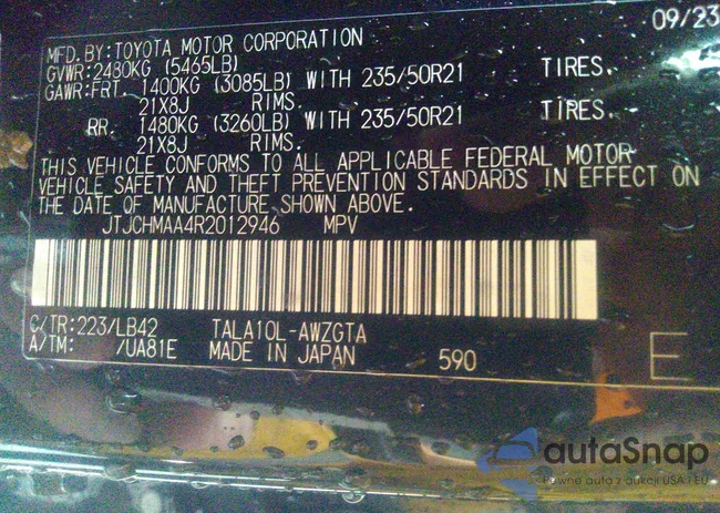 JTJCHMAA4R2012946: 42907919