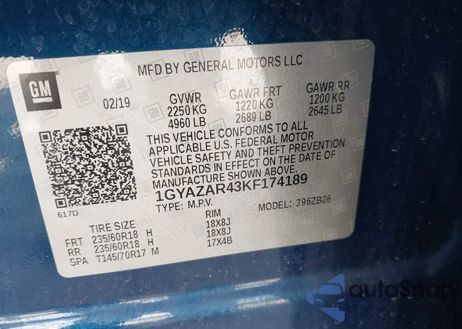 1GYAZAR43KF174189: 42907922