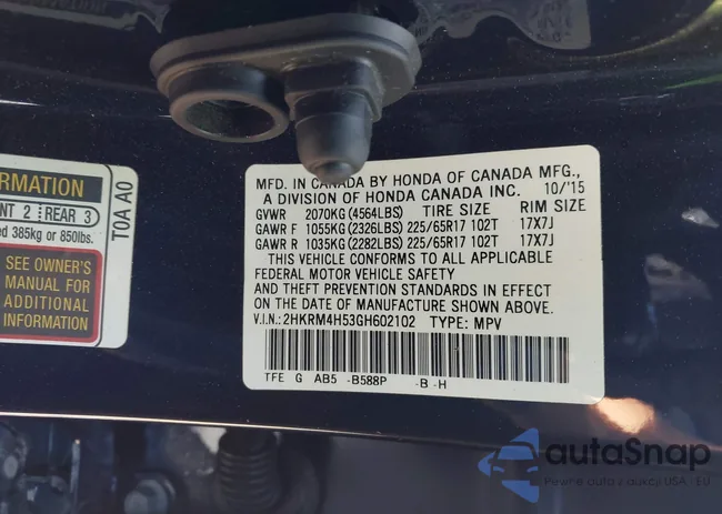 2HKRM4H53GH602102: 42907963