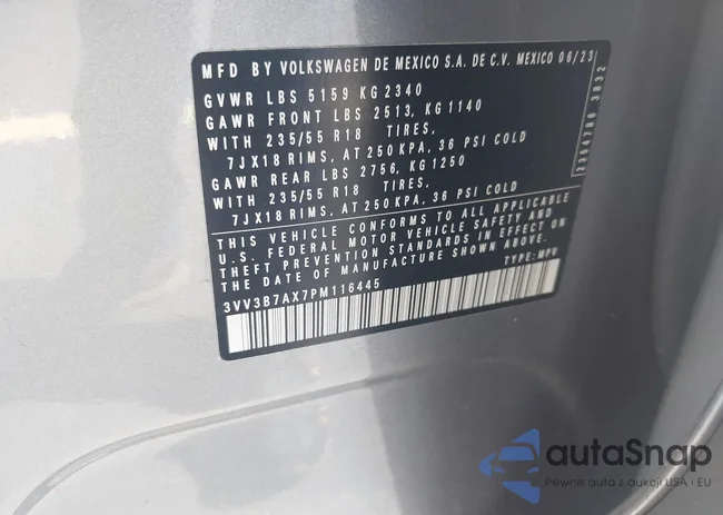 3VV3B7AX7PM116445: 42907994