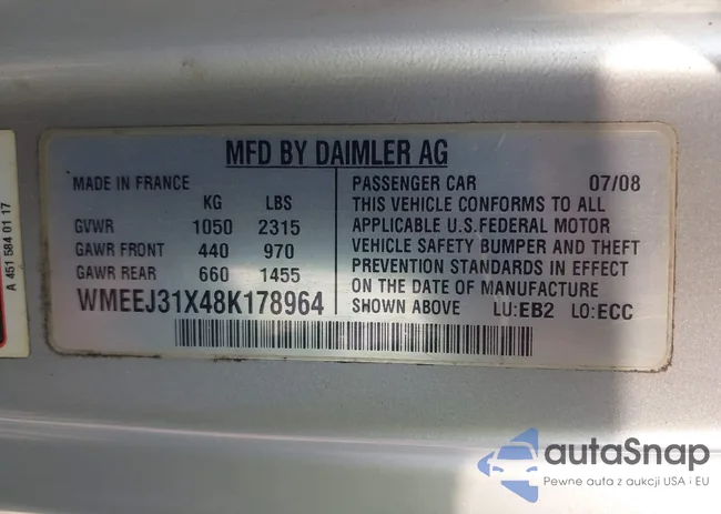 WMEEJ31X48K178964: 42907453