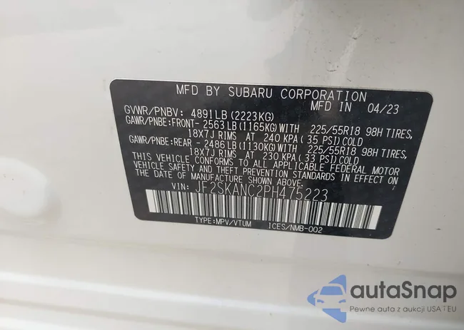 JF2SKANC2PH475223: 42907606