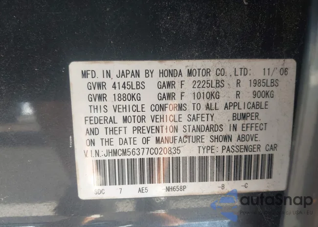 JHMCM56377C020835: 42907656