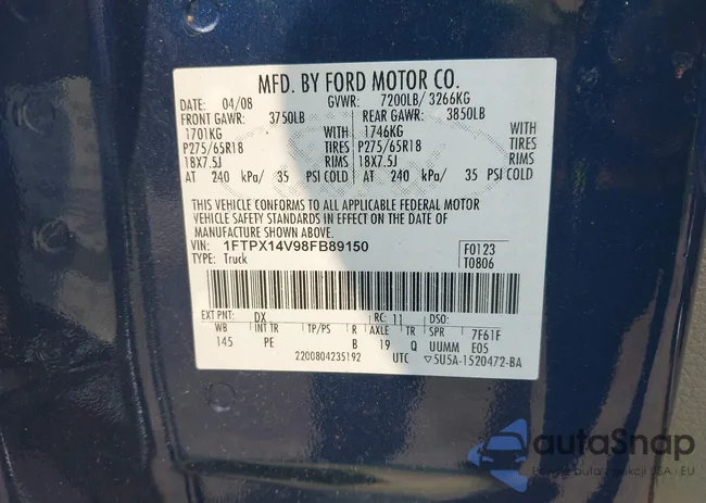 1FTPX14V98FB89150: 42908710