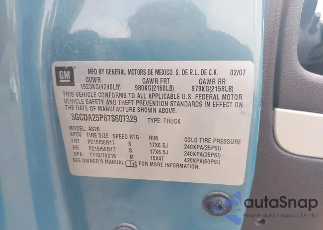 3GCDA25P87S607329: 42908711