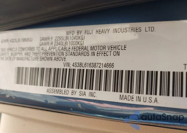 4S3BL616387214666: 42909063