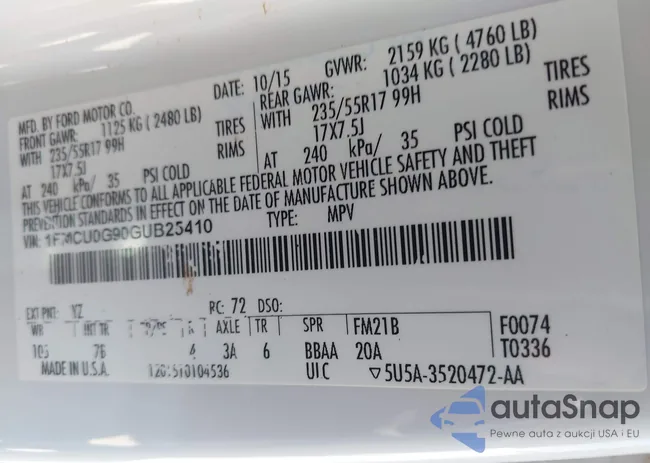 1FMCU0G90GUB25410: 42909110