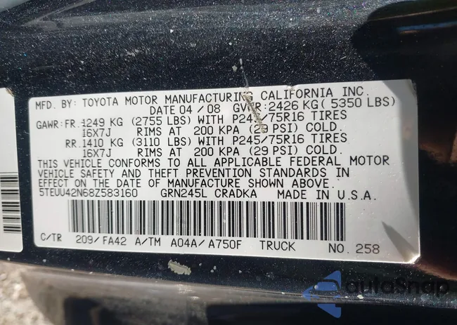 5TEUU42N68Z583160: 42909113