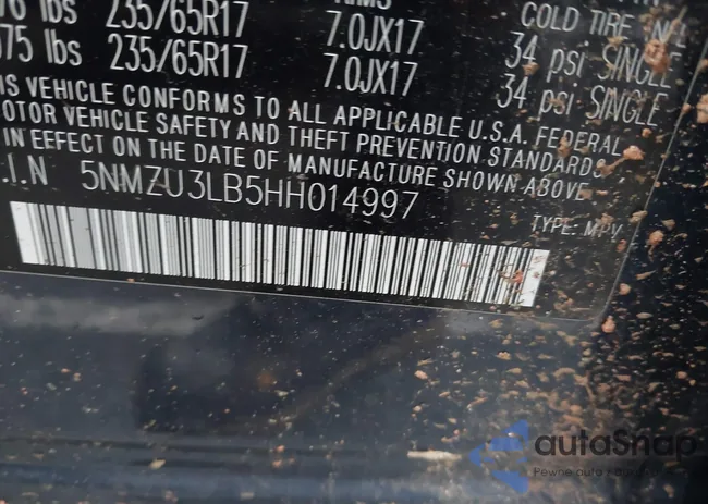 5NMZU3LB5HH014997: 42909116