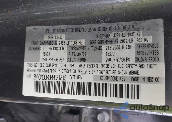 3MVDMBBM3PM531815: 42908505