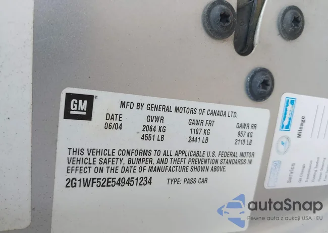 2G1WF52E549451234: 42908554