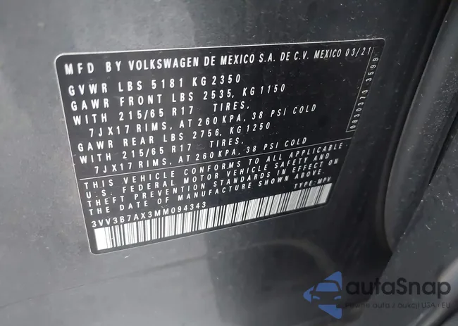 3VV3B7AX3MM094343: 42909712