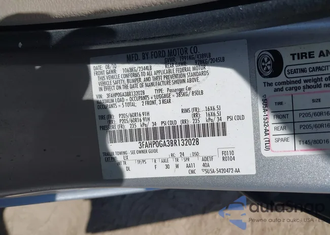 3FAHP0GA3BR132028: 42909758