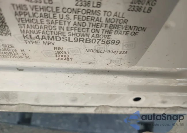 KL4AMDSL9RB075699: 42910043