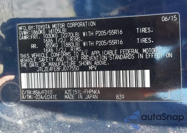 JTLZE4FE8FJ077550: 42910212