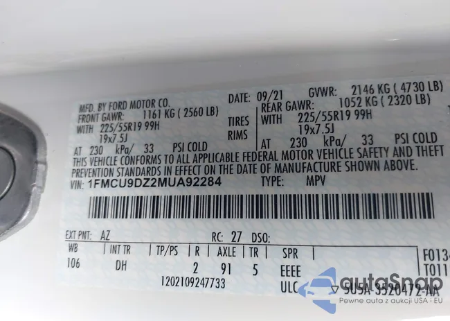 1FMCU9DZ2MUA92284: 42909385