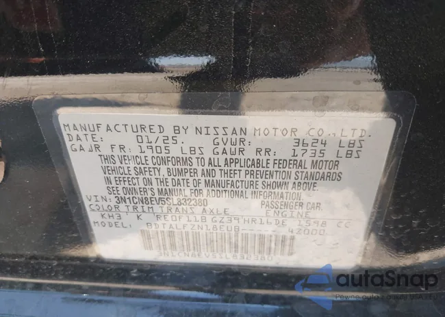 3N1CN8EV5SL832380: 42909413