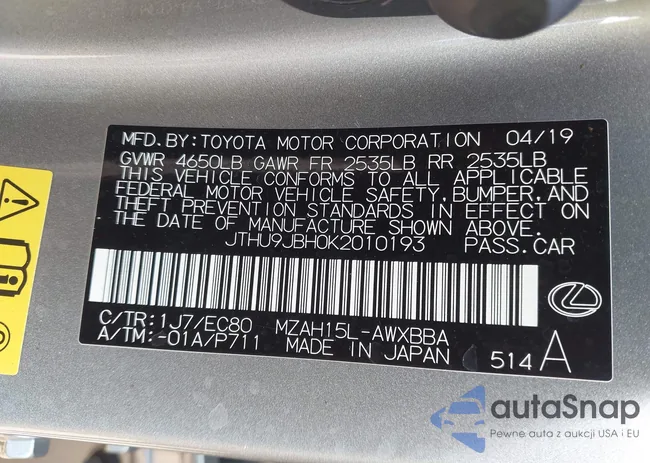 JTHU9JBH0K2010193: 42909431