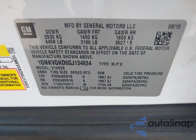 1GNKVGKD6GJ134834: 42909564