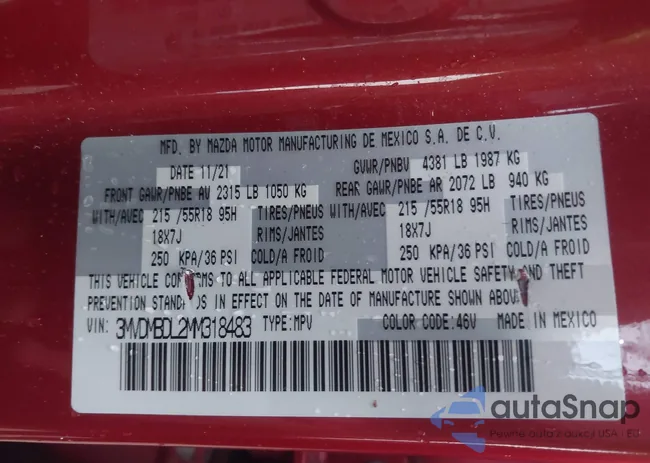 3MVDMBDL2MM318483: 42909676