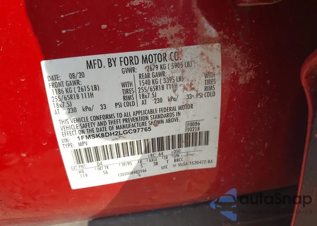 1FMSK8DH2LGC97765: 42911067