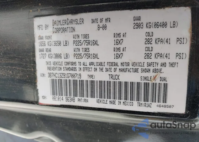 3B7HC13Z91G700719: 42911126