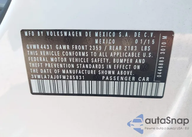 3VWLA7AJ0FM285831: 42911226