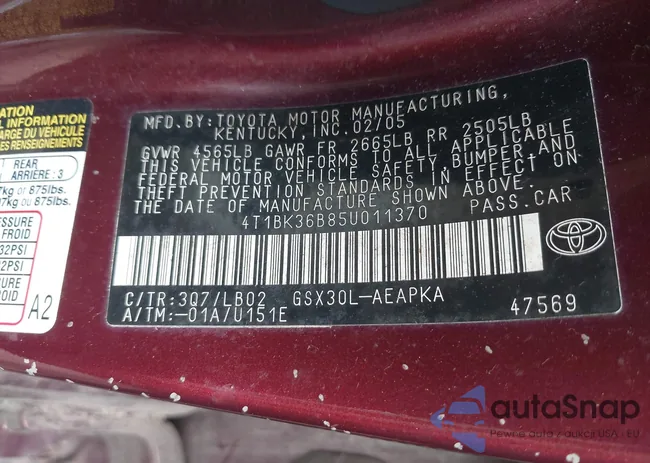 4T1BK36B85U011370: 42911230