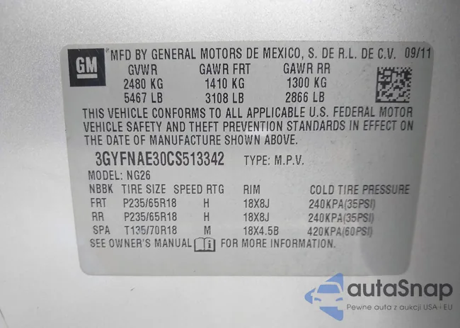 3GYFNAE30CS513342: 42911232