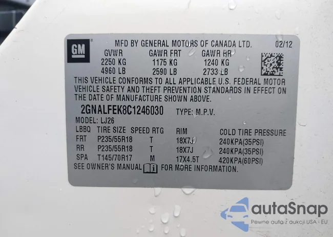 2GNALFEK8C1246030: 42910662