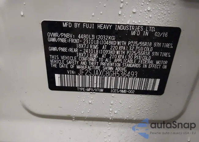 JF2SJAXC8GH536493: 42910664