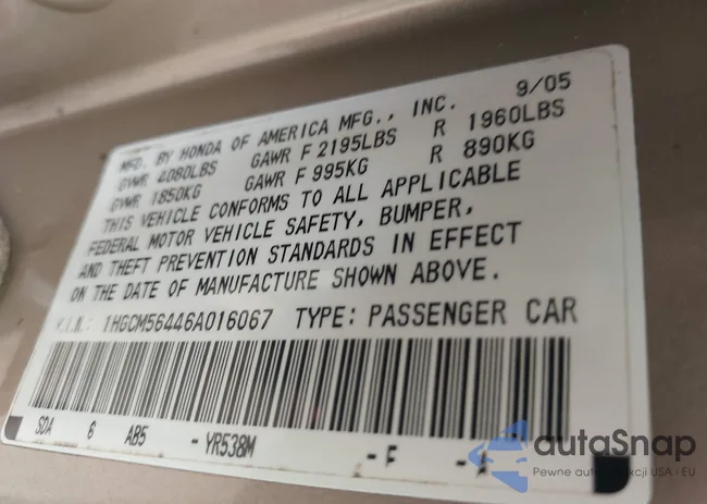 1HGCM56446A016067: 42911698