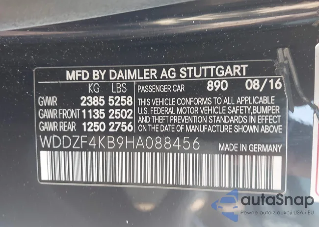 WDDZF4KB9HA088456: 42911765