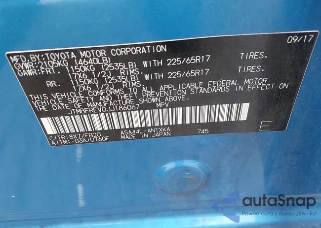 JTMBFREV0JJ186067: 42911776