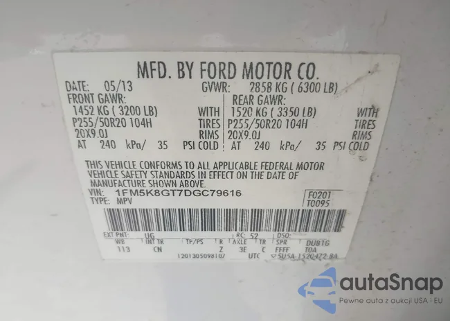 1FM5K8GT7DGC79616: 42911882