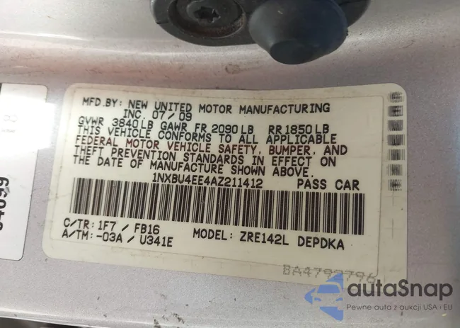 1NXBU4EE4AZ211412: 42911885