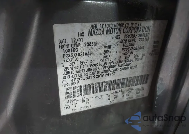 4F2CU08192KM25951: 42912043