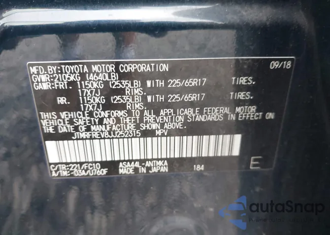 JTMRFREV8JJ252315: 42912085